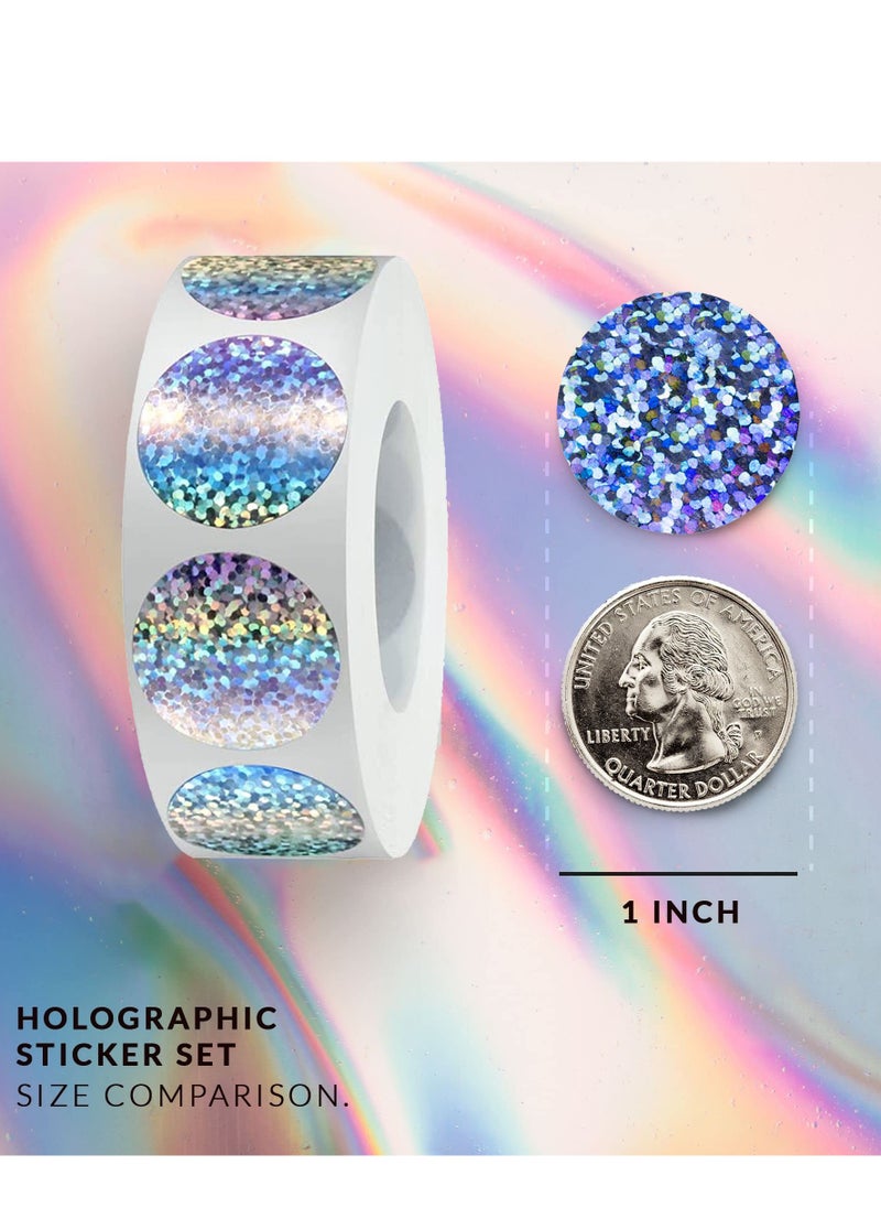 KASTWAVE - Scratch Stickers, DIY Holographic Glitter Labels 1 Inch Round Scratch Stickers Suitable for Making Your Own, Surprises, Etc. (1 Roll of 300 Stickers) - Image 1
