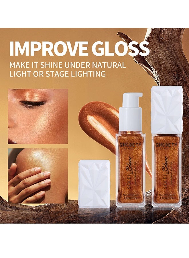 الشَّكْويت زيت جسم متلألئ 30 مل، مرطب ومضيء يدوم طويلاً للجسم، لتفتيح الوجه، إضاءة سائلة مقاومة للماء، توهج زيت لامع، هايلايتر لمكياج صيفي متألق #04 - Image 3