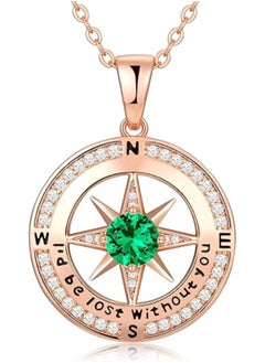 Zifeel Compass Necklace Gifts for Women wife - S925 Sterling Silver Birthstone Necklaces for Women - Anniversary Birthday Gifts for Her Wife Girlfriend - Valentines Day Mom Mother’s Day  Gifts  - Image 1