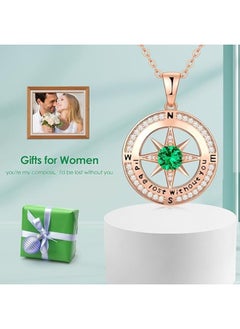 Zifeel Compass Necklace Gifts for Women wife - S925 Sterling Silver Birthstone Necklaces for Women - Anniversary Birthday Gifts for Her Wife Girlfriend - Valentines Day Mom Mother’s Day  Gifts  - Image 3