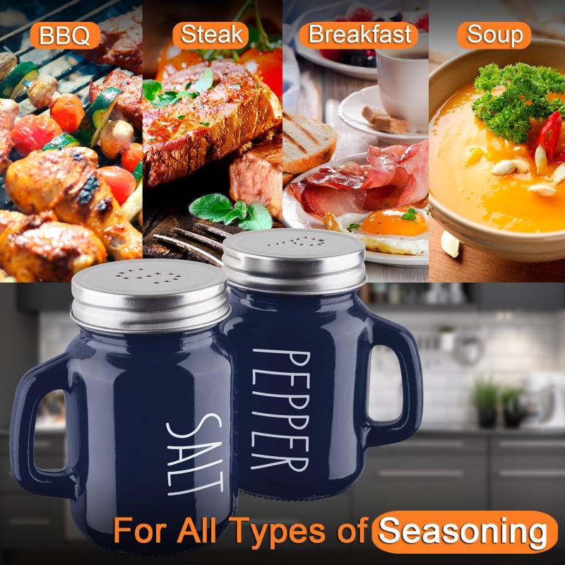 ZOSUJO Navy Blue Salt and Pepper Shakers Set, 4 oz Cute Modern Glass Shaker Sets with Stainless Steel Lids, Blue Kitchen Decor and Accessories for Home Restaurants Weddings - Image 5