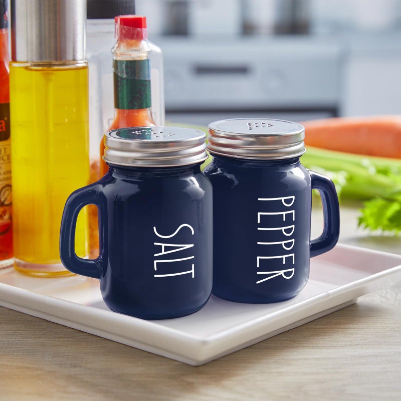 ZOSUJO Navy Blue Salt and Pepper Shakers Set, 4 oz Cute Modern Glass Shaker Sets with Stainless Steel Lids, Blue Kitchen Decor and Accessories for Home Restaurants Weddings - Image 2