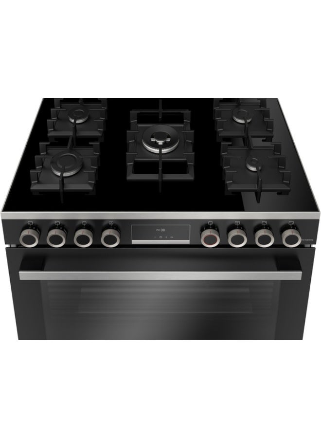 BOSCH Series 8, Gas Range Cooker - HJY5G7V61S Black - Image 2