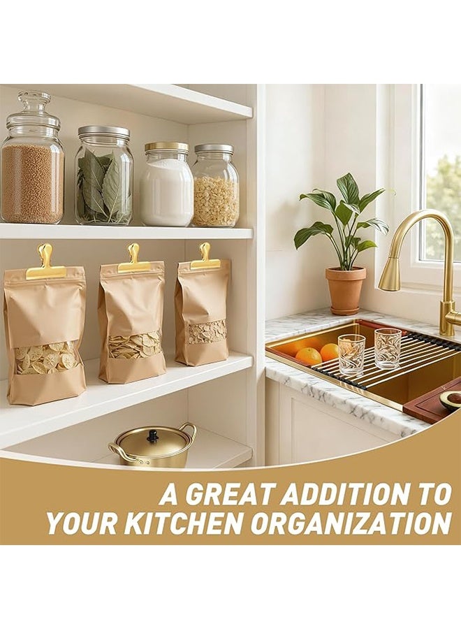 YJ 8 Pack 3 Inch Stainless Steel Gold Chip Clips Bag Clips Large Clips for Food Packages, Food Clip Kitchen Clips for Snack, Home&Office Clips for Paper, Strong Metal Chip Snack Clips Heavy Duty - Image 2