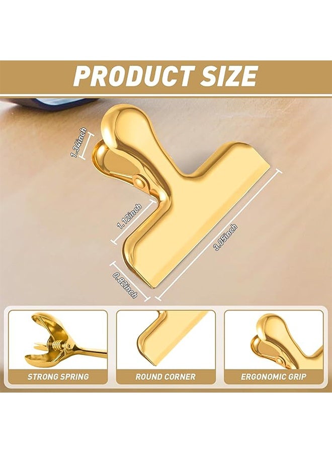 YJ 8 Pack 3 Inch Stainless Steel Gold Chip Clips Bag Clips Large Clips for Food Packages, Food Clip Kitchen Clips for Snack, Home&Office Clips for Paper, Strong Metal Chip Snack Clips Heavy Duty - Image 4