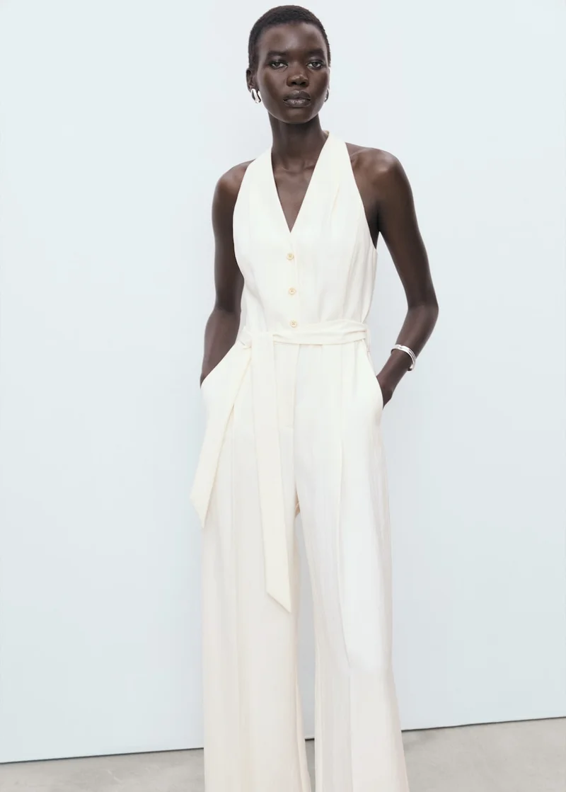 MANGO Halter-Neck Jumpsuit With Belt