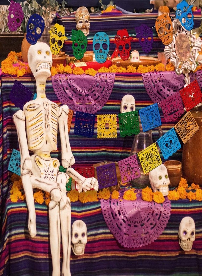 HOWAF 27pcs Day of The Dead Papel Picado Banner, Felt Dia De Los Muertos Sugar Skull Hanging Garland for Mexican Themed Party Decoration Supplies, Colorful Cinco De Mayo Flag Banner - Image 4