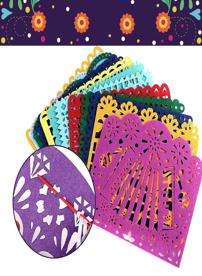 HOWAF 27pcs Day of The Dead Papel Picado Banner, Felt Dia De Los Muertos Sugar Skull Hanging Garland for Mexican Themed Party Decoration Supplies, Colorful Cinco De Mayo Flag Banner - Image 3