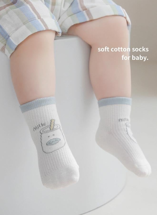 جوارب للأطفال بعمر 1-3 سنوات، جوارب قطنية ممشطة للأطفال، للجنسين، جوارب ناعمة لحديثي الولادة لا تسبب الحساسية، 4 أزواج - Image 3