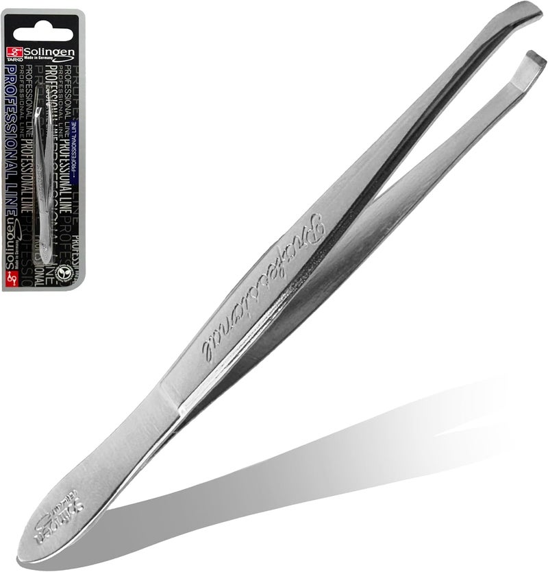 solingen Stainless Steel Professional Slanted Tweezers, Best for Eyebrows Extensions, Facial Hair, Made in Germany - Image 1