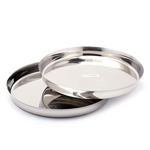 coconut Stainless Steel Heavy Guage (22 Guage) Dinner Plate/Thali - 2 Quantity - Diamater - 12 Inch Each Plate - Image 3