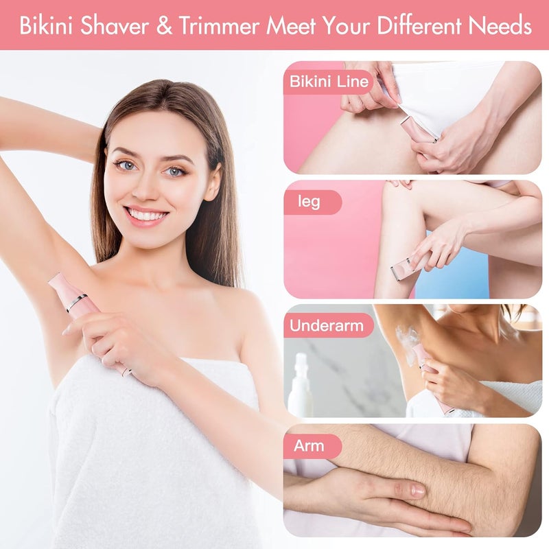AIBRIT Electric Bikini Trimmer for Women - 2 in 1 Electric Lady Pubic Hair Groomer Painless Hair Removal Razor Body Shaver, Portable Ladies Shaver with 2 Trimmer Heads, IPX7 Waterproof - Image 2