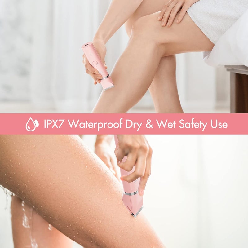 AIBRIT Electric Bikini Trimmer for Women - 2 in 1 Electric Lady Pubic Hair Groomer Painless Hair Removal Razor Body Shaver, Portable Ladies Shaver with 2 Trimmer Heads, IPX7 Waterproof - Image 5