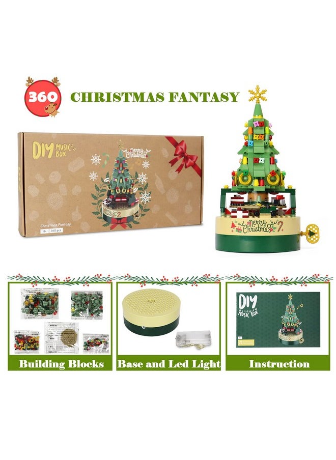 Oiuros Christmas Tree Building Blocks Set for Kids - DIY Christmas Music Box,Christmas Building Blocks Music Box with Led Lighting, for Boys and Girls  - Image 2
