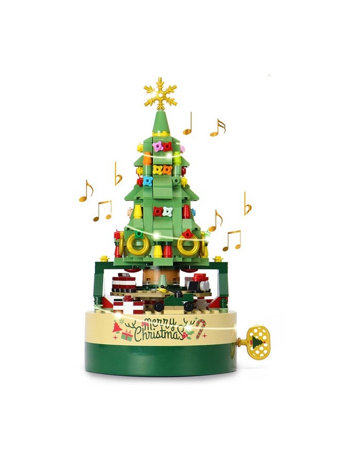 Oiuros Christmas Tree Building Blocks Set for Kids - DIY Christmas Music Box,Christmas Building Blocks Music Box with Led Lighting, for Boys and Girls  - Image 1