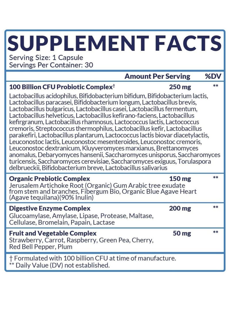 Wholesome Wellness - Raw Probiotics 100 Billion CFU, 30 Vegetable Capsules - Image 1