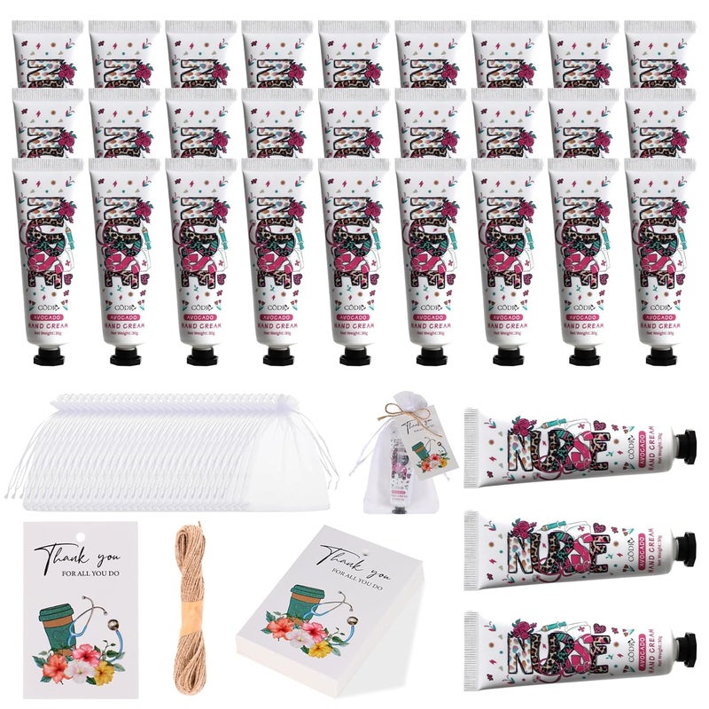 Kolewo4ever Kolewo4ever 90pcs 30 Sets Nurse Hand Cream Nursing Appreciation Gifts Certified Nurses Day Gifts Travel Size Hand Lotion for Dry Cracked Hands Gifts for Nursing Graduation Nurses Week New Nurses