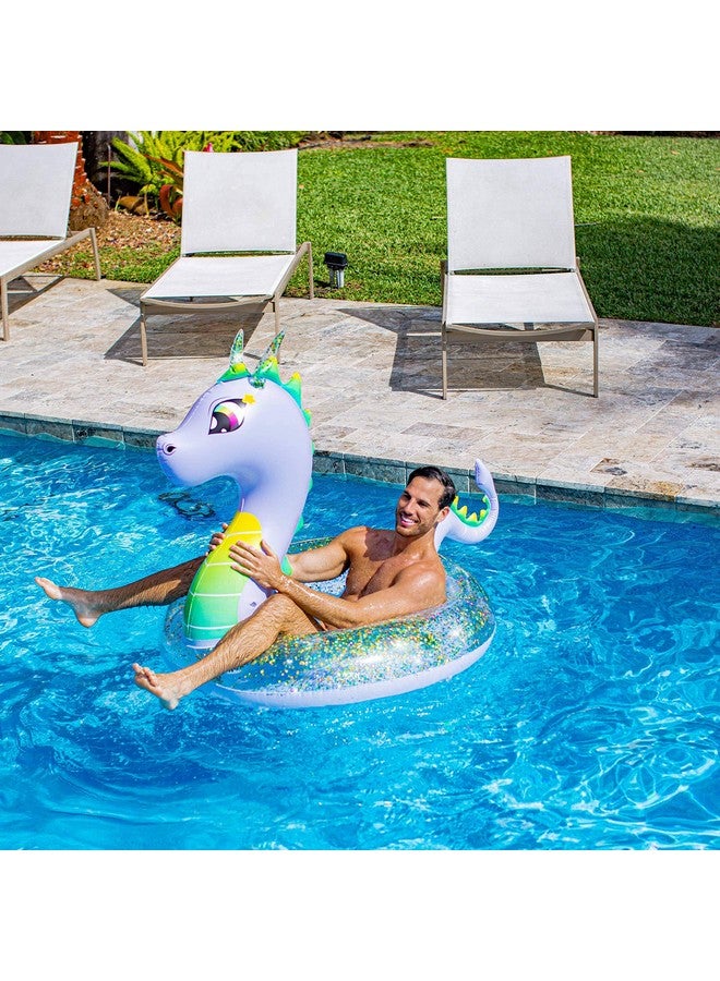 Poolcandy أنبوب سباحة تنين عملاق 48" أنيق فائق المتانة سهل النفخ من بي في سي مثالي للبرك والشواطئ والبحيرات والأنهار مناسب للأطفال والبالغين - Image 5