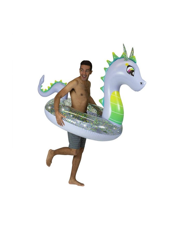 Poolcandy أنبوب سباحة تنين عملاق 48" أنيق فائق المتانة سهل النفخ من بي في سي مثالي للبرك والشواطئ والبحيرات والأنهار مناسب للأطفال والبالغين - Image 4