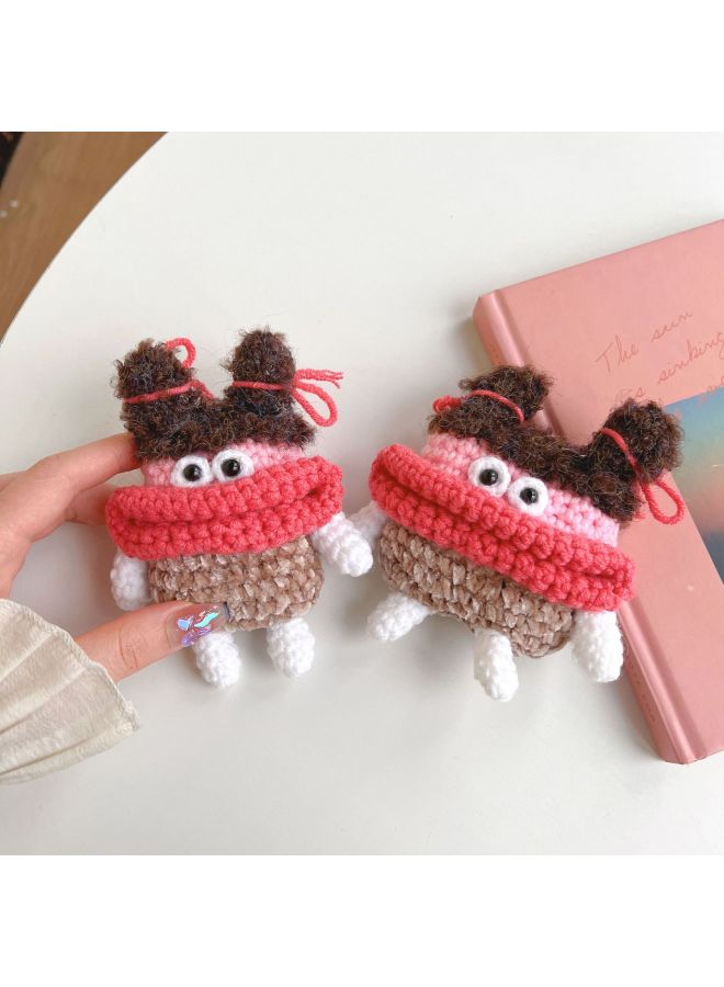 Loquat Airpods 4 Headphone Protective Case Cartoon Plush Doll For Apple1/2/3 Gen Pro Wireless Bluetooth Soft-Color:Plush Soft Shell-red Scarf Bear-Model:Airpods 4 (protective Case) - Image 3