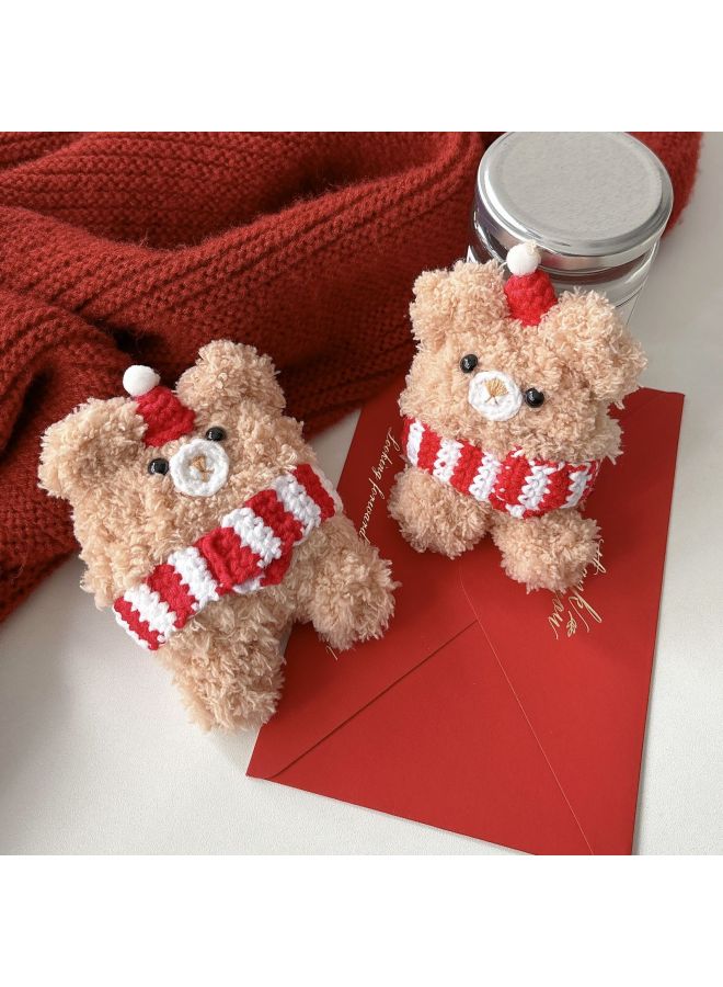 Loquat Airpods 4 Headphone Protective Case Cartoon Plush Doll For Apple1/2/3 Gen Pro Wireless Bluetooth Soft-Color:Plush Soft Shell-red Scarf Bear-Model:Airpods 4 (protective Case) - Image 1
