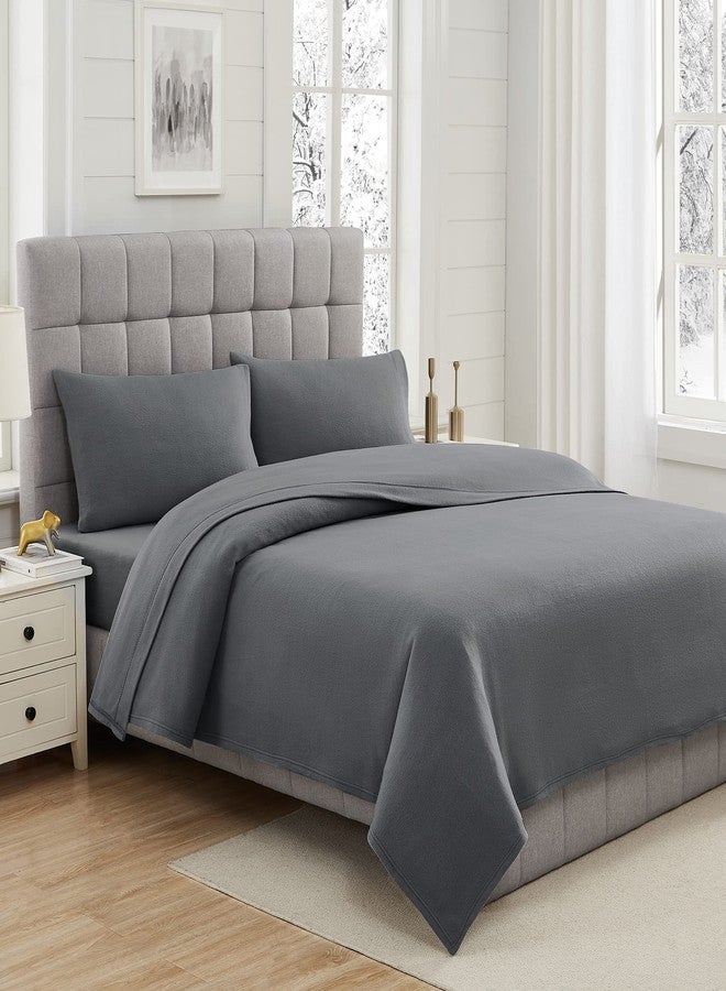 Viviland Plush Micro Fleece Full Bed Sheet Set - Soft Polar Fleece Velvet Sheets - Extra Warm Winter Flannel Bed Sheets with Deep Pocket - Dark Gray - Full - Image 2