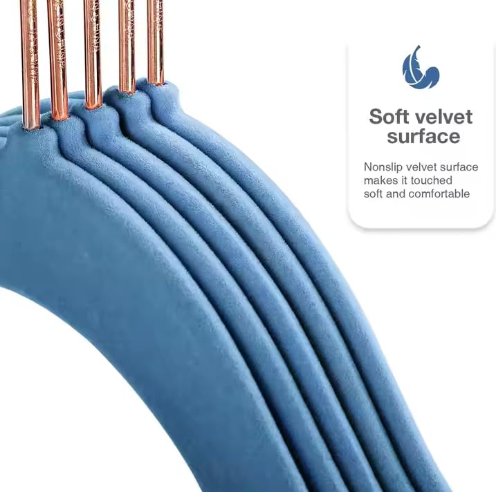 Revwd Kids Velvet Hangers 14'' Inch Premium Non Slip Kids Felt Hangers for Closet, Space Saving Toddler Clothes Hanger for Youth's Childrens' Clothes (10, Blue) - Image 4