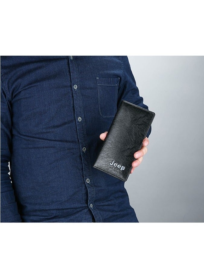 Jeep Long Men's Wallet Multi-Card Clutch Wallet Retro Business Texture Wallet Card Holder Coin Purse Suitable For Husband Father Son Boyfriend Dark - Image 5
