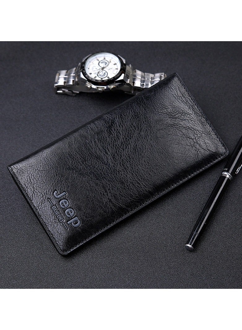 Jeep Long Men's Wallet Multi-Card Clutch Wallet Retro Business Texture Wallet Card Holder Coin Purse Suitable For Husband Father Son Boyfriend Dark Coffee Color  - Image 2
