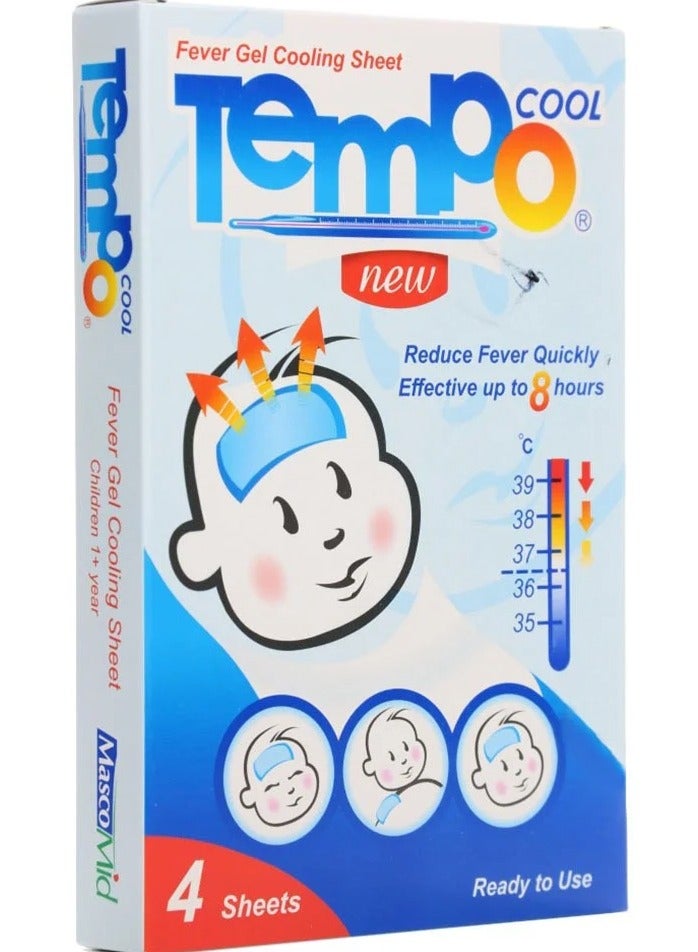 تيمبو كول لاصقات من شرائح الجل لتبريد درجة الحرارة الأطفال وتخفيف الحمى 4 قطع - Image 2