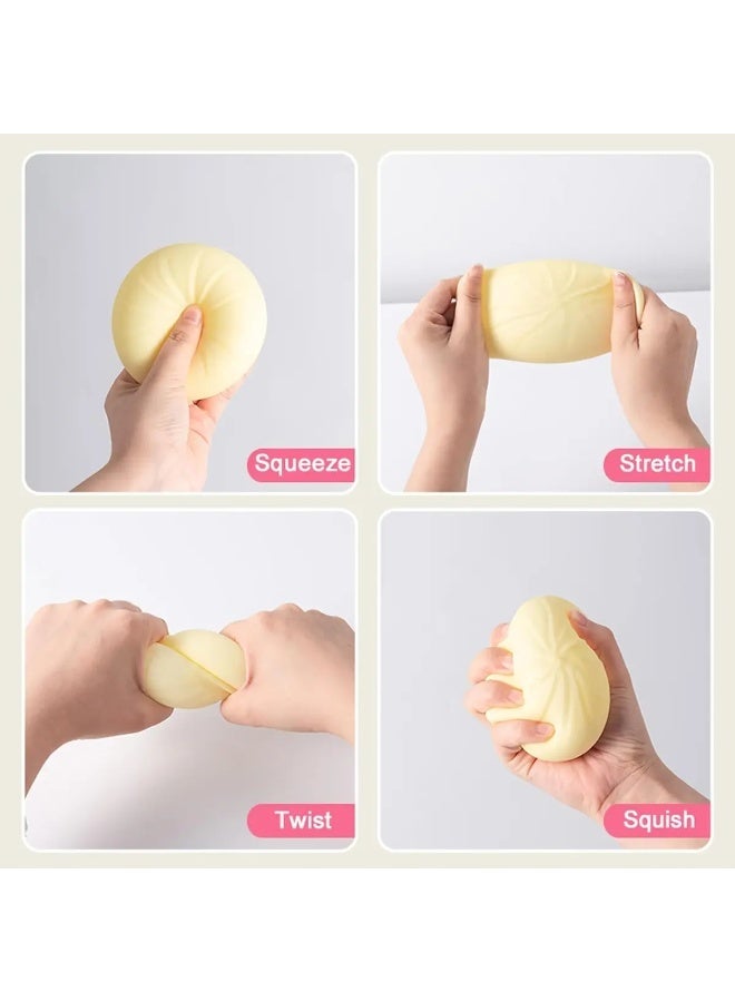 Anti-Stress Dumpling Squishy Fidget Toy - 3.15-Inch Squeeze Dough Ball for Kids & Adults - Soft Stretchy Sensory Toy for Anxiety Relief & Focus（Transparent color）1 Pcs - Image 3