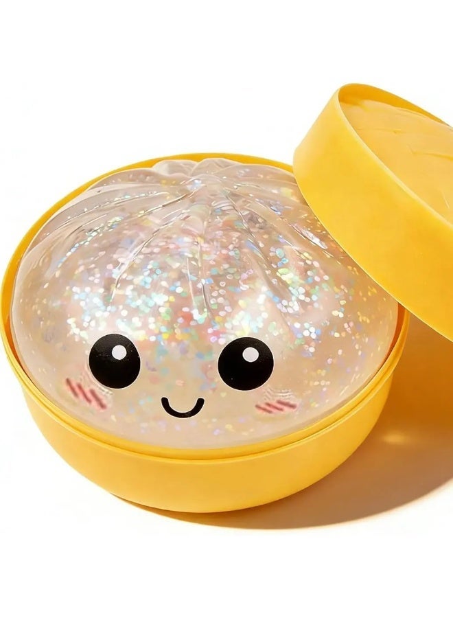 Anti-Stress Dumpling Squishy Fidget Toy - 3.15-Inch Squeeze Dough Ball for Kids & Adults - Soft Stretchy Sensory Toy for Anxiety Relief & Focus（Transparent color）1 Pcs - Image 1