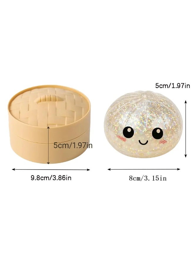 Anti-Stress Dumpling Squishy Fidget Toy - 3.15-Inch Squeeze Dough Ball for Kids & Adults - Soft Stretchy Sensory Toy for Anxiety Relief & Focus（Transparent color）1 Pcs - Image 4