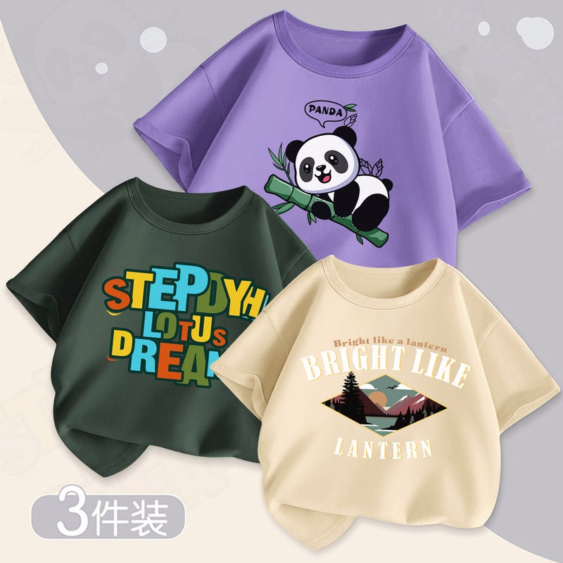 Children'S Wear Boys Summer Short-Sleeved T-Shirt Summer Middle And Large Children'S Cotton Summer Boys Thin Top T - Image 1