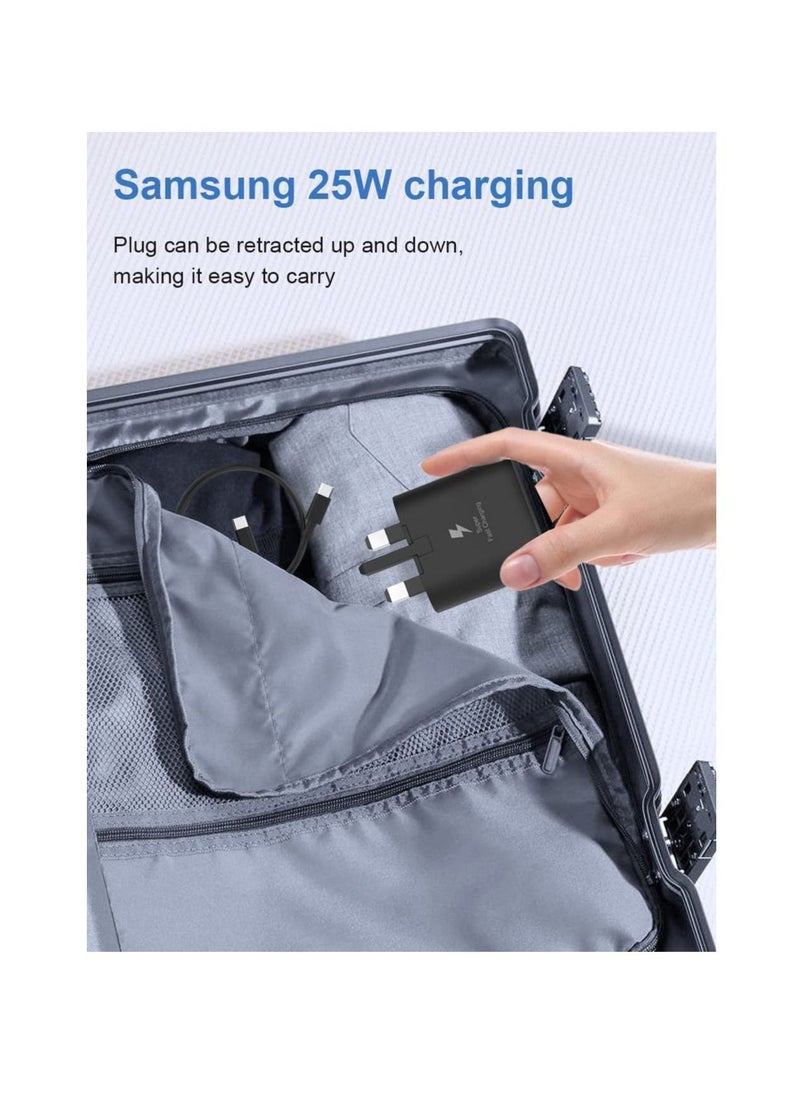 Generic - 25W Usb C Fast Charger Plug With 1M Cable For Samsung Usb C Charger Mobile Phone Mains Plugs, 25W Usb C Charger & Usb C Cable For Samsung S24 Ultra/S24/S23/S22+/S22 Ultra/S21 Series/S23/A16/A15/A14/A36/A35/A34/A33/A73/A72/A71/A70/M56/M55/A26/A25/M34 And Other Usb Type C Devices - Image 1