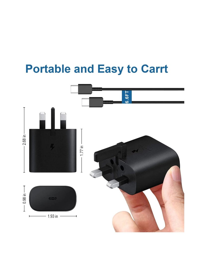 Generic - 25W Usb C Fast Charger Plug With 1M Cable For Samsung Usb C Charger Mobile Phone Mains Plugs, 25W Usb C Charger & Usb C Cable For Samsung S24 Ultra/S24/S23/S22+/S22 Ultra/S21 Series/S23/A16/A15/A14/A36/A35/A34/A33/A73/A72/A71/A70/M56/M55/A26/A25/M34 And Other Usb Type C Devices - Image 1