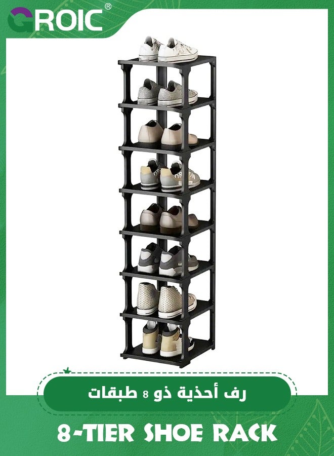 GROIC Shoe Rack, 8-Tier Stackable Shoe Storage Organizer for Bedroom, Adjustable Shoe Rack,Shoe Slots Organizer Shelf, Easy Clean Entryway Shoe Tower Rack - Image 1