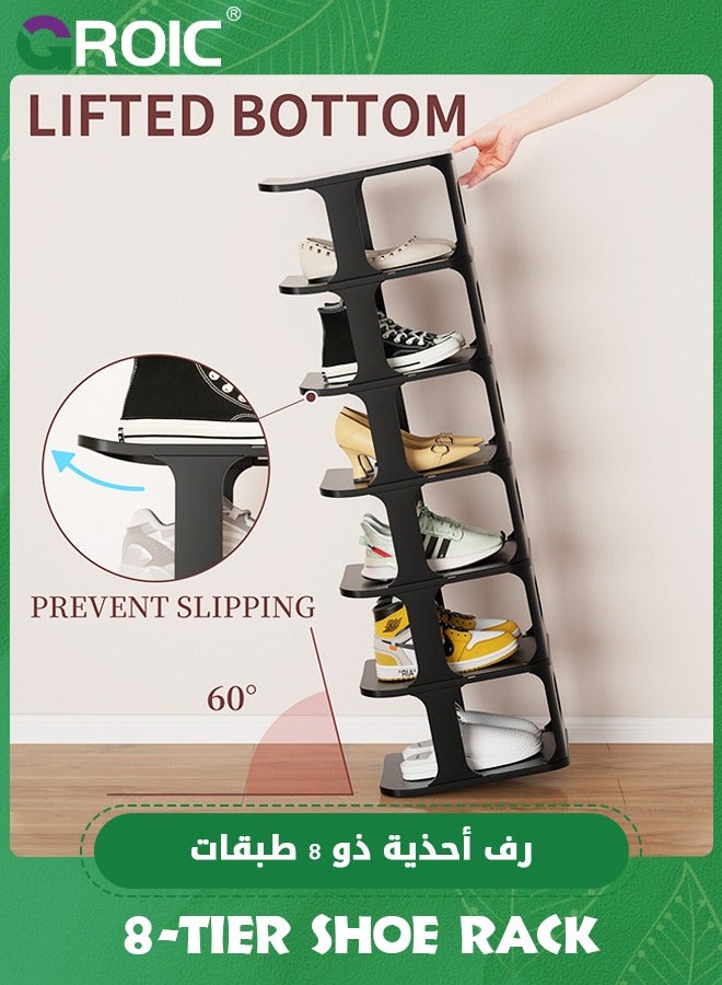 GROIC Shoe Rack, 8-Tier Stackable Shoe Storage Organizer for Bedroom, Adjustable Shoe Rack,Shoe Slots Organizer Shelf, Easy Clean Entryway Shoe Tower Rack - Image 2