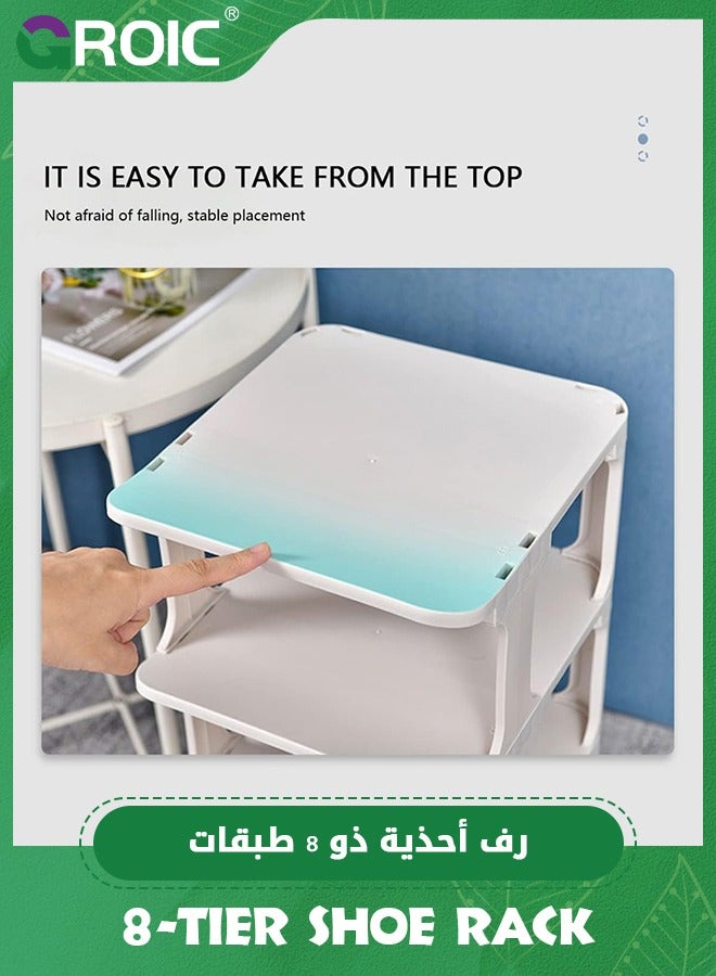 GROIC Shoe Rack, 8-Tier Stackable Shoe Storage Organizer for Bedroom, Adjustable Shoe Rack,Shoe Slots Organizer Shelf, Easy Clean Entryway Shoe Tower Rack - Image 4