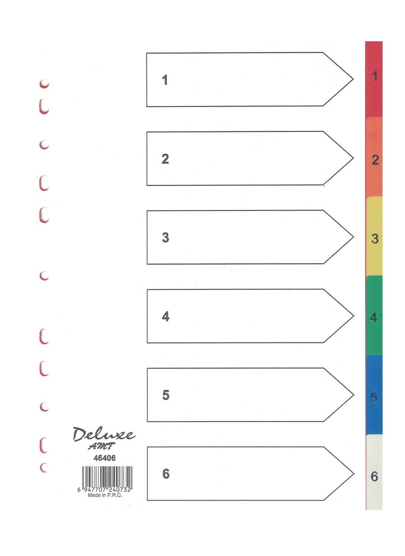 Deluxe Amt 5-Pack 6 Tab Plastic Divider Multicolour  - Image 2