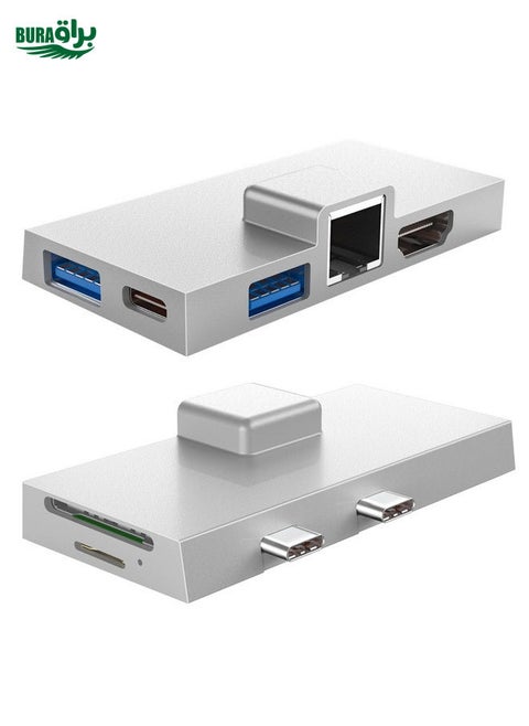 For Surface Pro 8 / 9 / X Dual Type-C Computer Expansion Hub 7 In 1 Docking Station