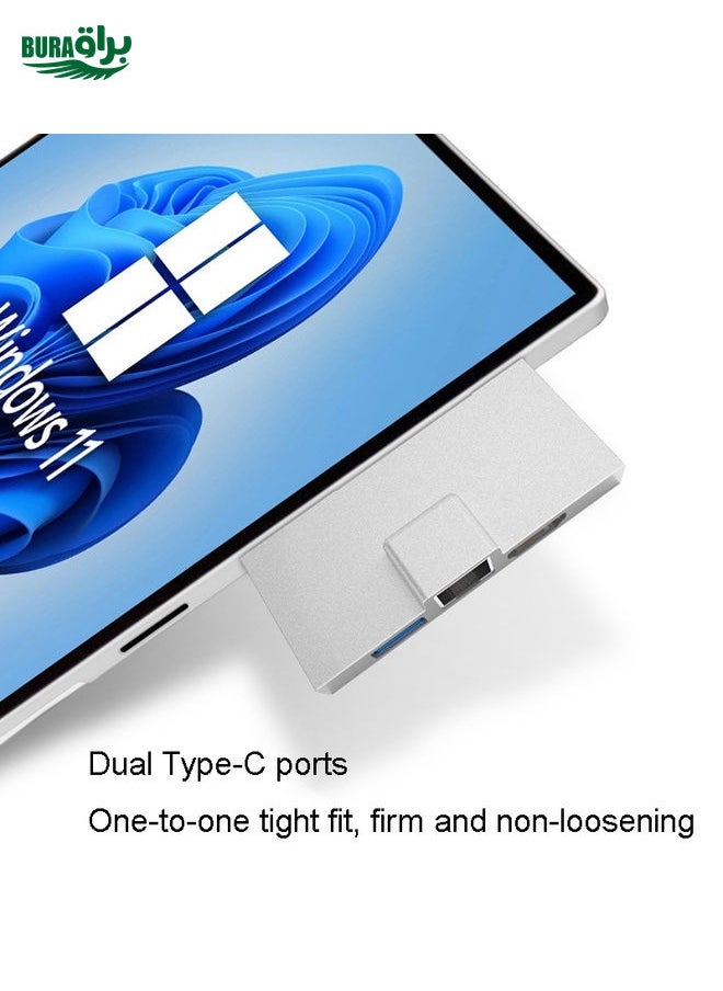 For Surface Pro 8 / 9 / X Dual Type-C Computer Expansion Hub 7 In 1 Docking Station