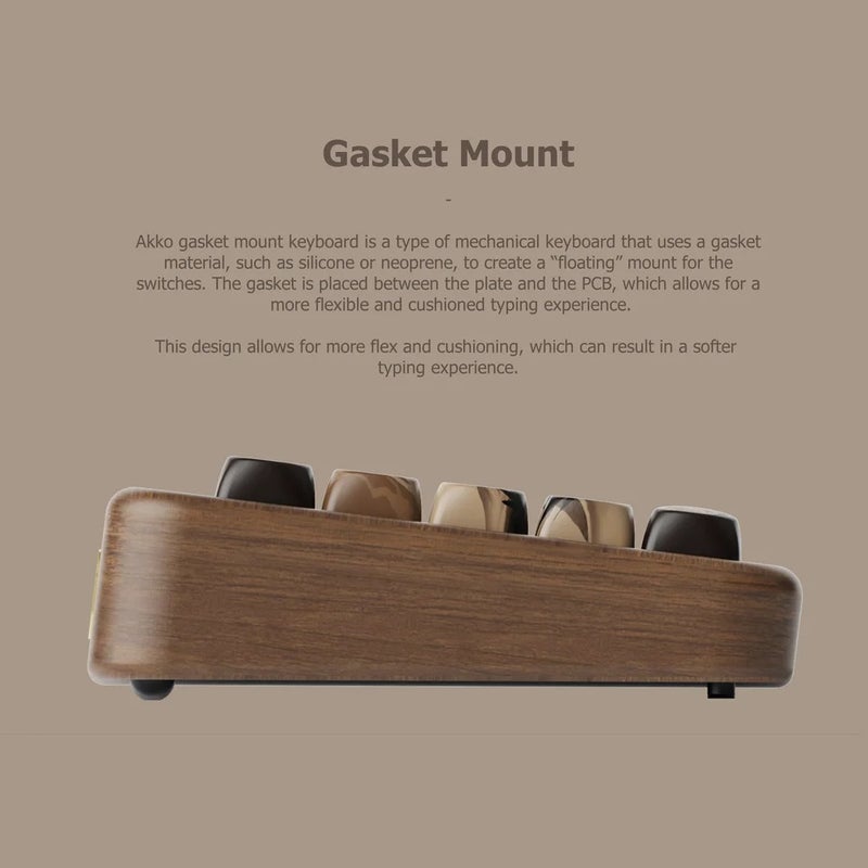 Akko MU01 Wooden Wireless Mechanical Gaming Keyboard, 60%, Ansi US Layout, Hot-Swap - Image 4
