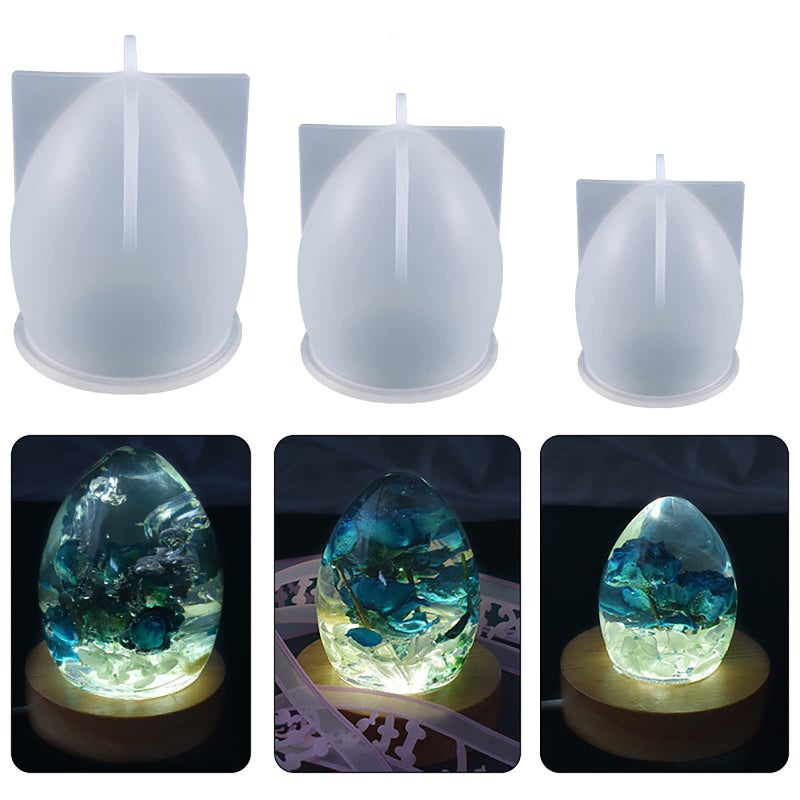 ESEDAGE 3 Pack Egg  Animal Shaped Resin  Silicone Molds  3D Candle  Soap Mold Set for Table Decoration