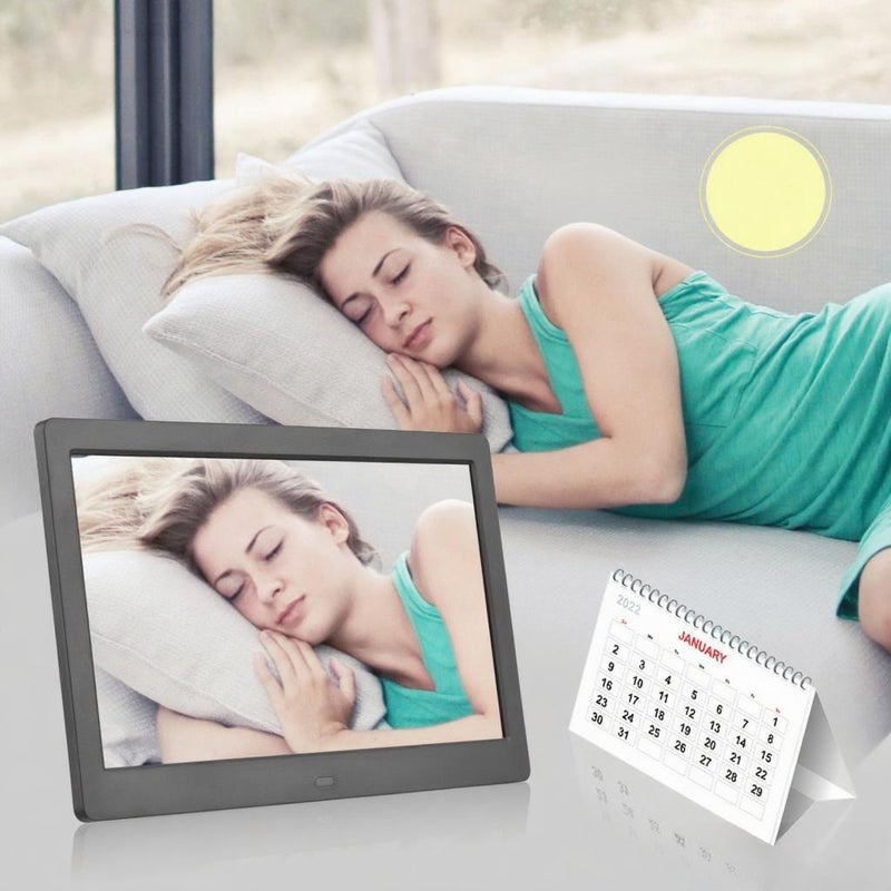 إطار صور رقمي بشاشة LCD عريضة 10 بوصات بدقة عالية 1024*600 إطار صور إلكتروني مع مشغل فيديو MP3 MP4 ودورات الساعة والتقويم وتبريد عن بعد 2.4 جيجا - Image 4