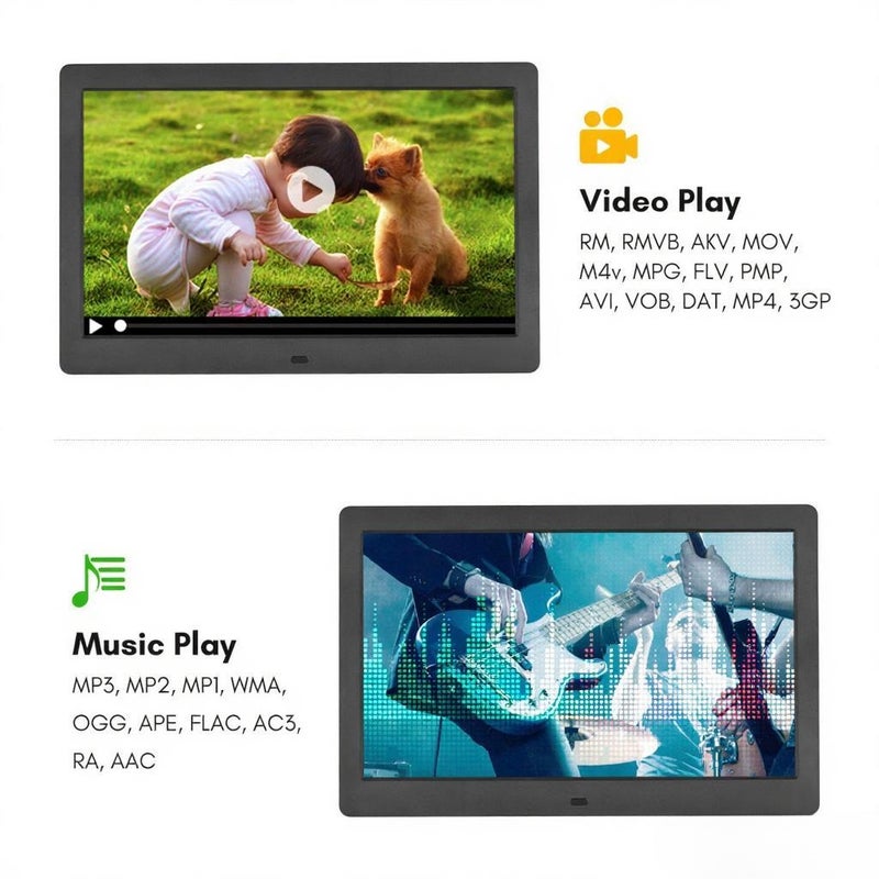 إطار صور رقمي بشاشة LCD عريضة 10 بوصات بدقة عالية 1024*600 إطار صور إلكتروني مع مشغل فيديو MP3 MP4 ودورات الساعة والتقويم وتبريد عن بعد 2.4 جيجا - Image 5