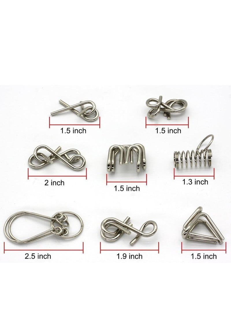 Luxoraq 8 Pcs Metal Brain Teasers –  9 Ring Puzzle Set for Adults & Teens – Intelligence Lock Game, Interlocking Link Puzzles, Mind Game Stress Relief Toy, Anti-Alzheimer Activity, Logic Challenge Toy  - Image 5