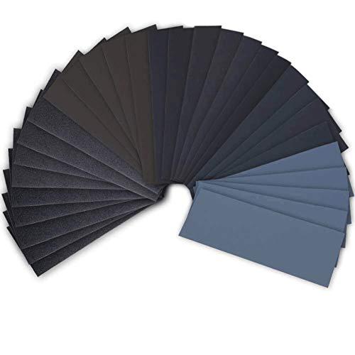 PAXCOO 42 Pcs Wet Dry Sandpaper 120 to 3000 Grit Assortment 9 * 3.6 Inches Abrasive Paper Sheets for Automotive Sanding Wood Furniture Finishing - Image 1