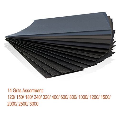 PAXCOO 42 Pcs Wet Dry Sandpaper 120 to 3000 Grit Assortment 9 * 3.6 Inches Abrasive Paper Sheets for Automotive Sanding Wood Furniture Finishing - Image 2