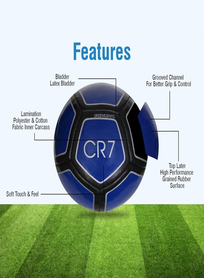 WIKIGO Combo Blue CR-7 Football with Air Pump | Water Resistant | Football for Training & Match Practice Outdoor Soccer Ball | Size 5 - Image 4